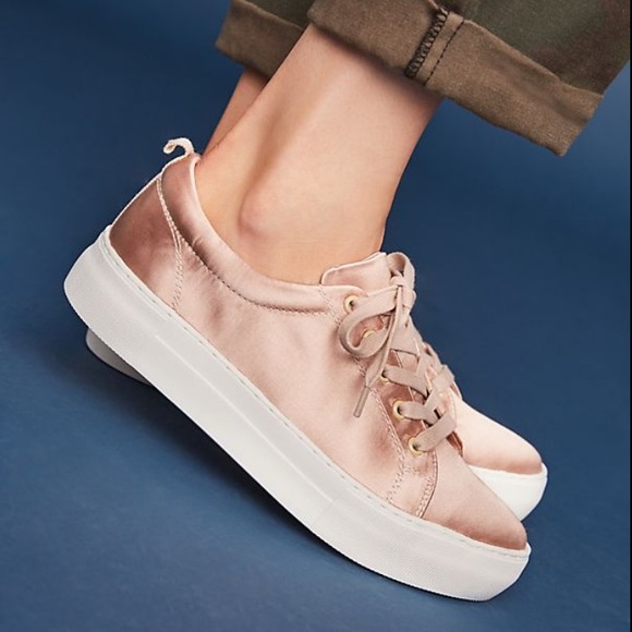 J Slides Shoes - JSlides Amberr Blush Satin Sneakers 38 Pink